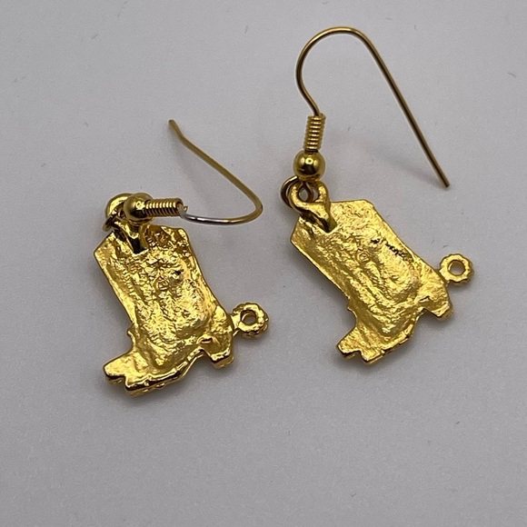 Gold Toned Cowboy Boot Earrings - Picture 2 of 2